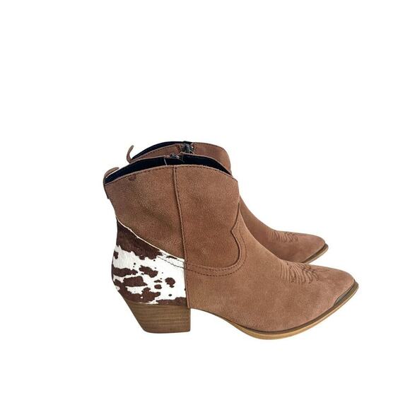 Dingo Women's Western Booties Buck The Rules Snip Toe Tan Size 8 Suede - Picture 6 of 13